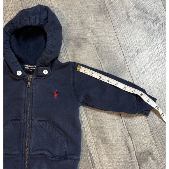 Polo Ralph Lauren Jacket Infant Baby 6-12 Months‎ Blue Hooded Zip Pockets Cotton - Picture 8 of 8